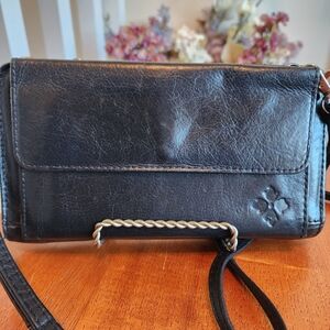 Patricia Nash Black Leather Crossbody Organizer Bag